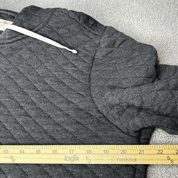 Marine Layer Hoodie Mens Large Gray Quilted Full Zip YKK Drawstring Sweatshirt - Picture 8 of 12